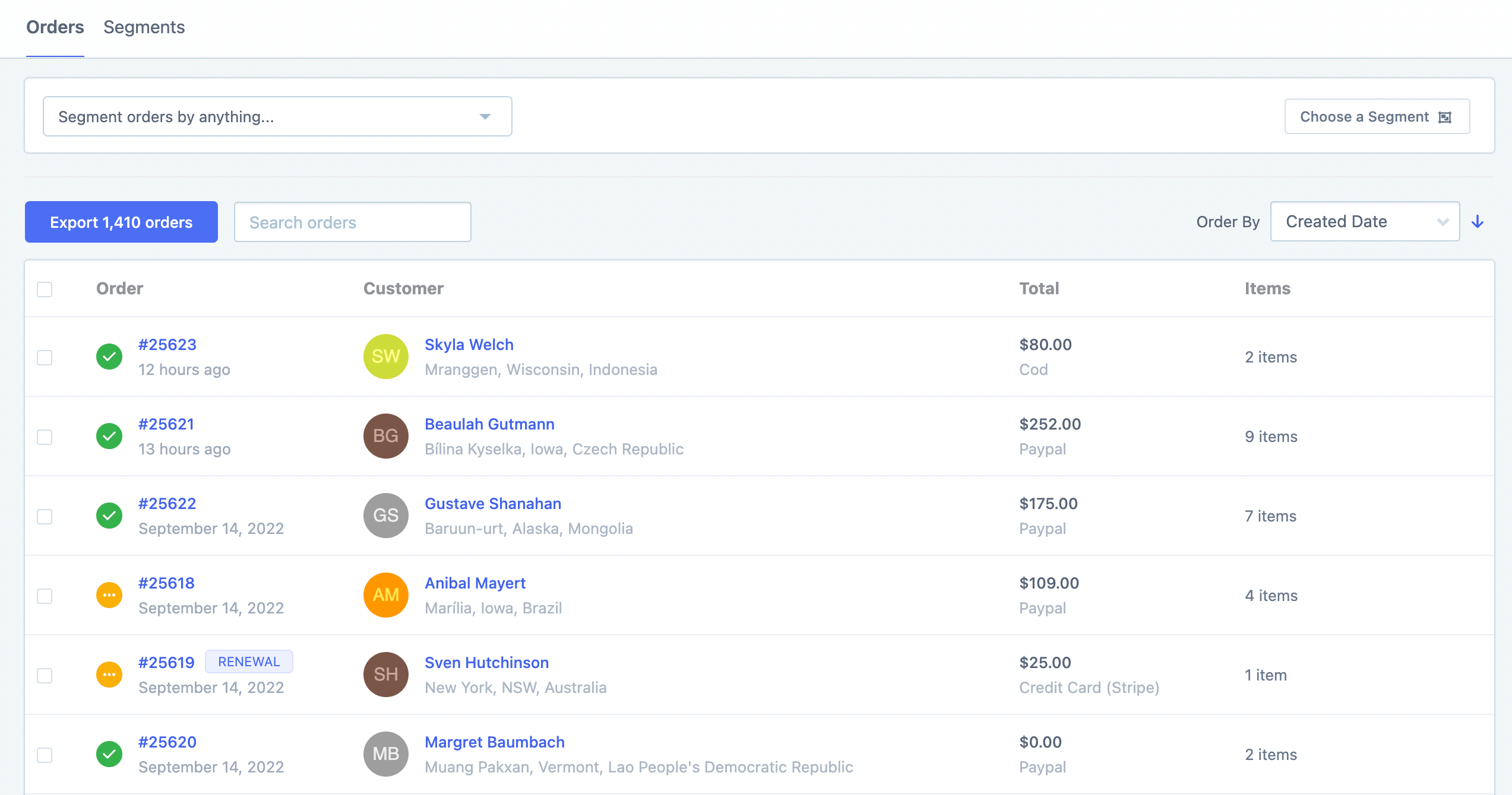 FoodBevBiz Orders List
