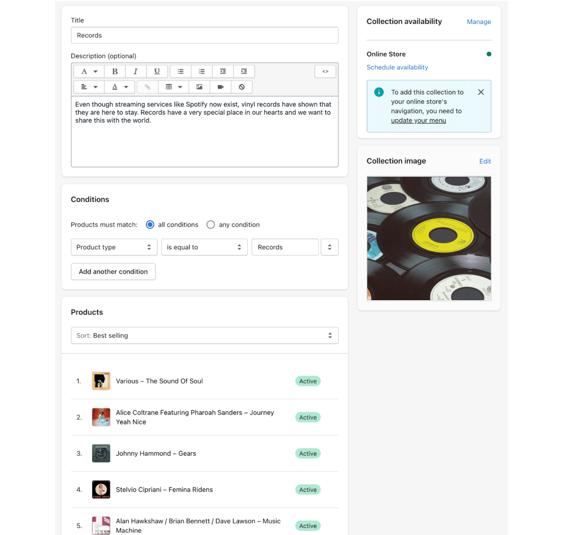 creating shopify automated collection