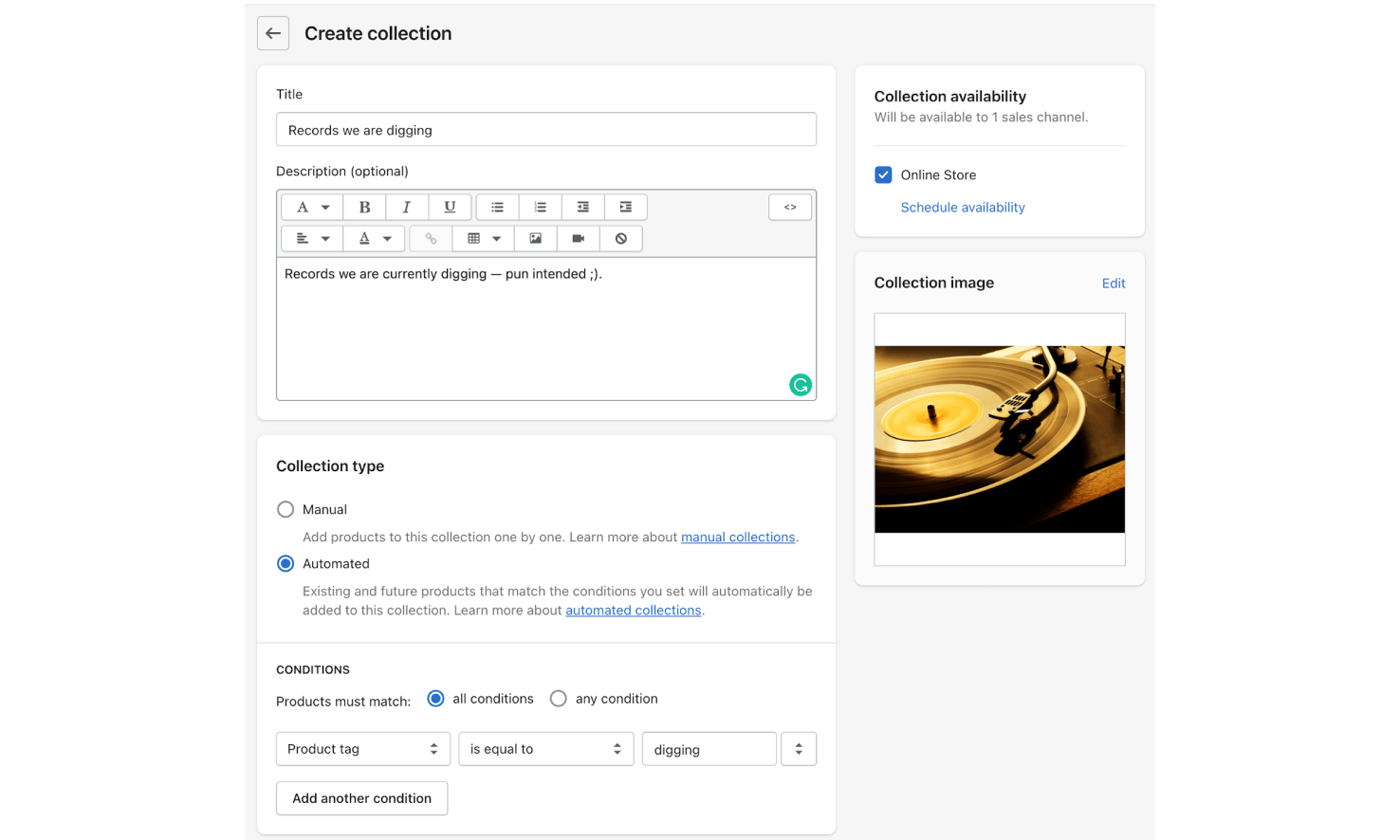 Creating automated collection with product tags