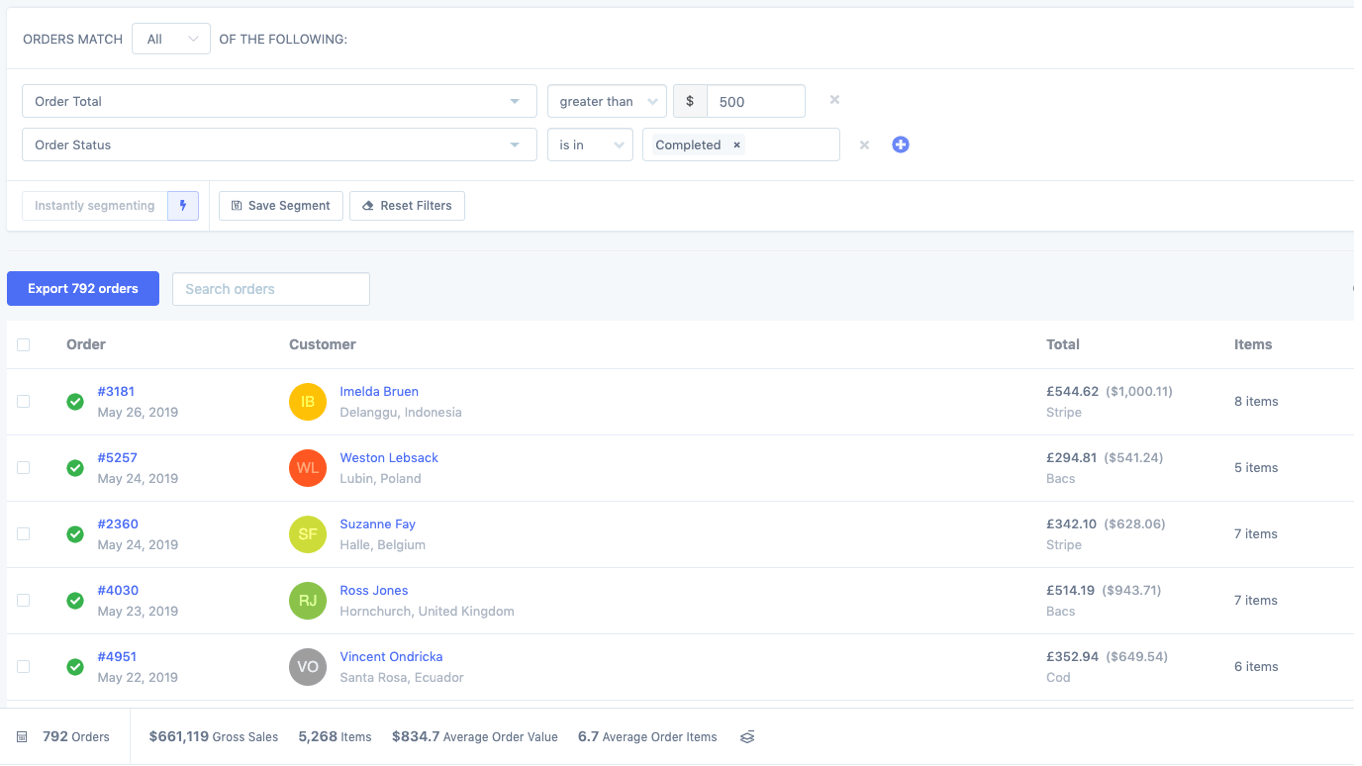 FoodBevBiz orders segmenting